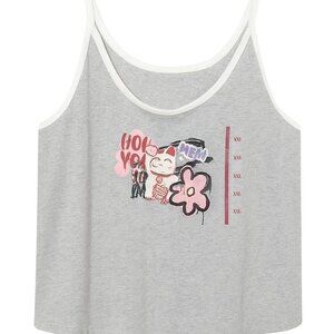 Skinny Dip Gray Cat Graphic Tank Top – Size XXL | Trendy and Comfortable
